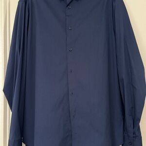 Elie Tahari Navy Blue Dress Shirt Classic Long Sleeve